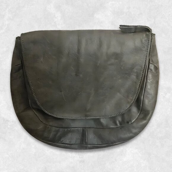 Chen & Derington Crossbody/Shoulder Leather Bag Fold-Over Snap Closure Gray OS - Picture 1 of 15
